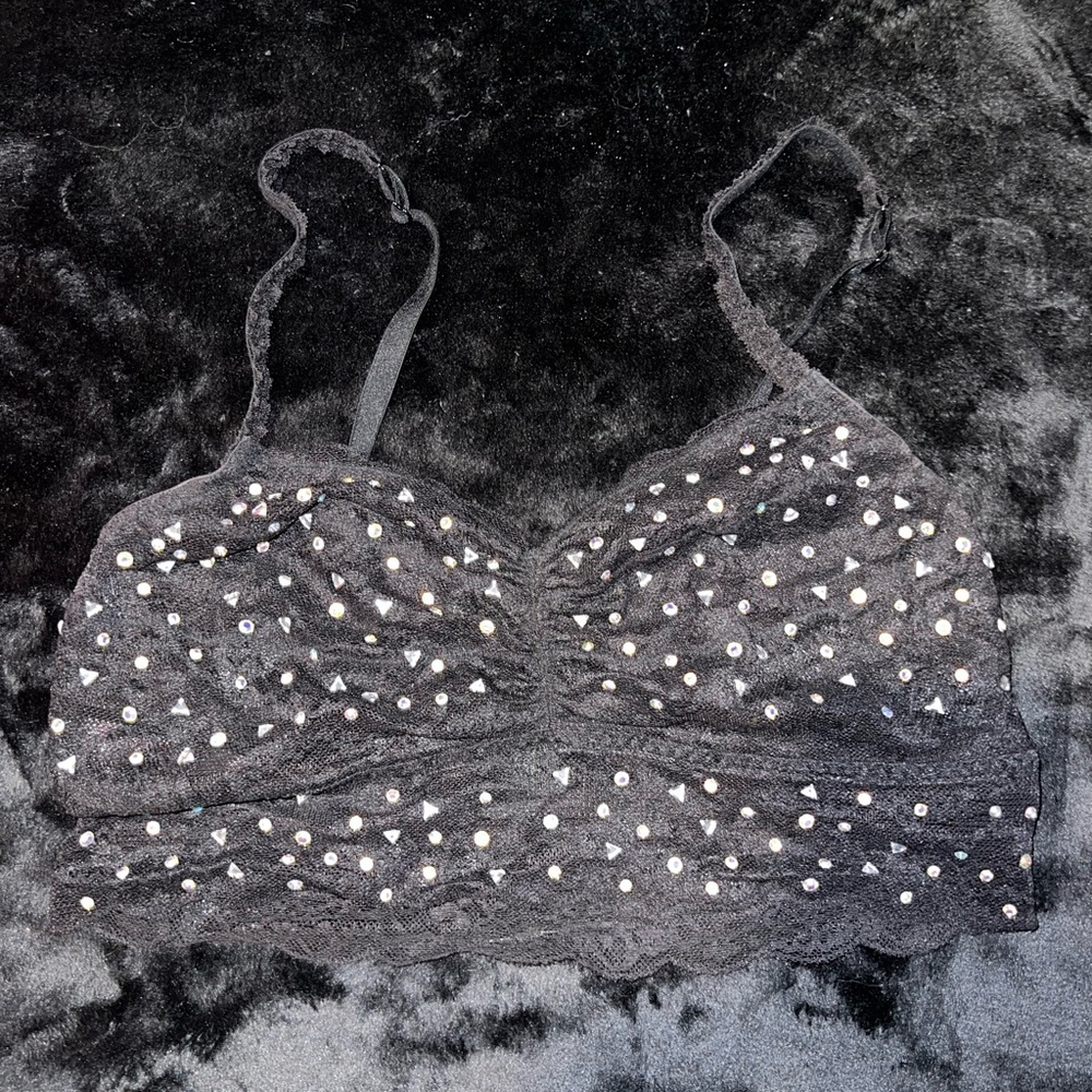 PINK Black with Jewels Bralette- Size M